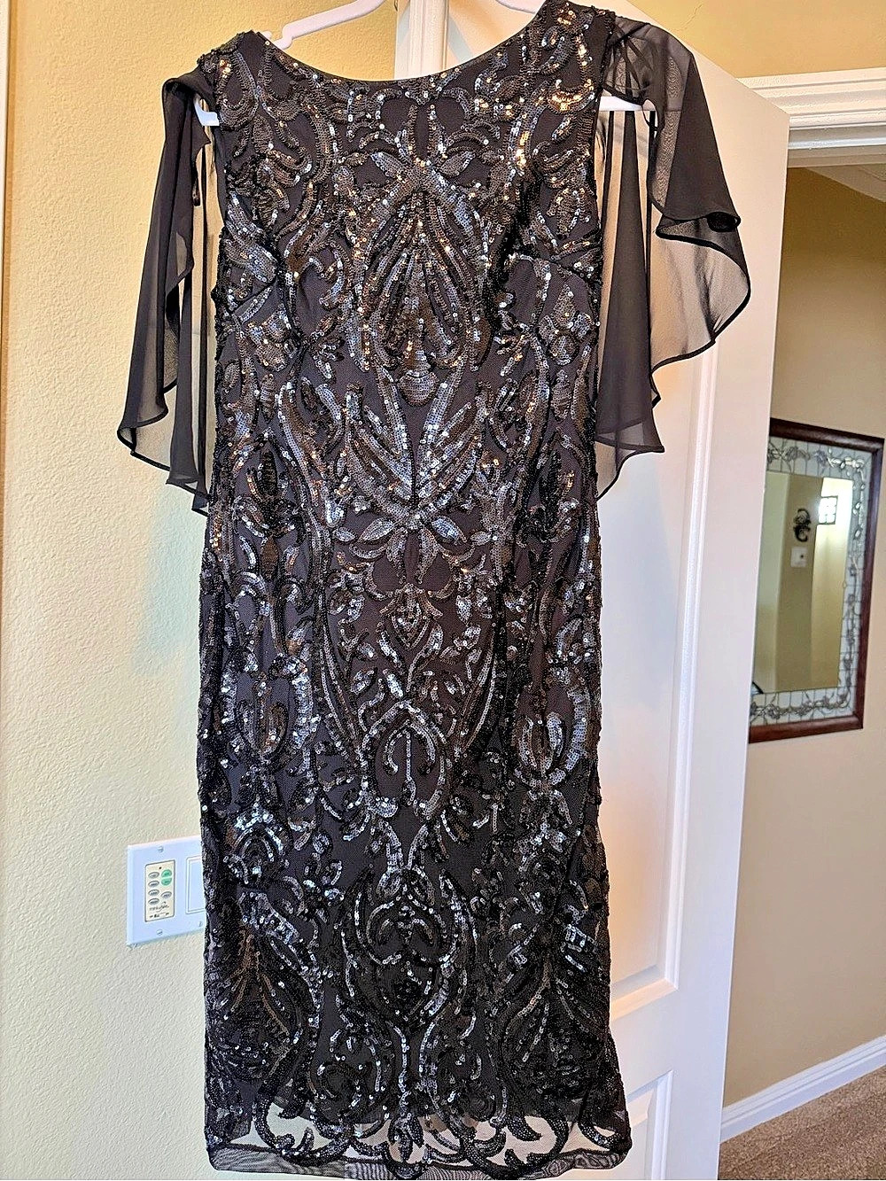 Black Sequin mid length dress